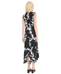 Luxely Women's Printed Asymmetrical Midi Dress