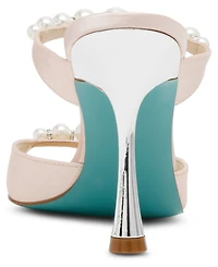 Betsey Johnson Women's Lacy Embellished Satin Heeled Mules