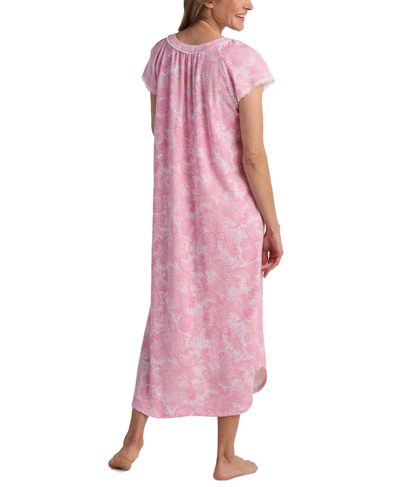 Miss Elaine Women's Short-Sleeve Paisley Nightgown