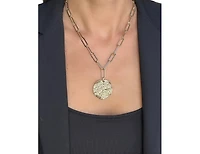 Rivka Friedman 18K Gold Clad Hammered Disc on Paper Clip Chain