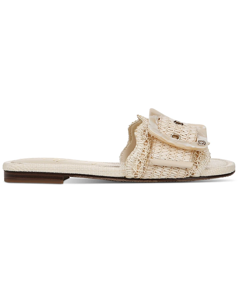 Sam Edelman Women's Bambi Raffia Buckle Slide Sandals