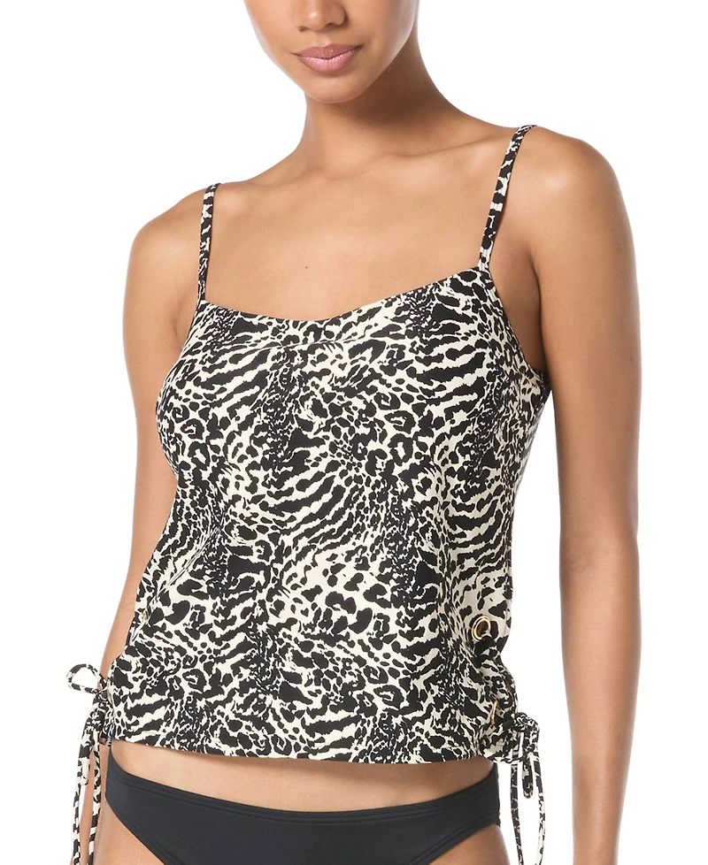Michael Michael Kors Women's Printed Side-Ruched Tankini Top