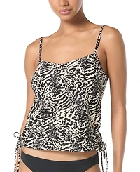 Michael Michael Kors Women's Printed Side-Ruched Tankini Top
