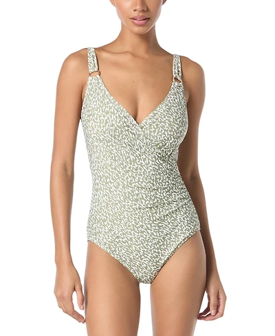 Michael Kors Women's Printed Surplice-Neck One-Piece Swimsuit
