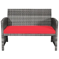 4PCS Patio Rattan Furniture Set Conversation Glass Table Top