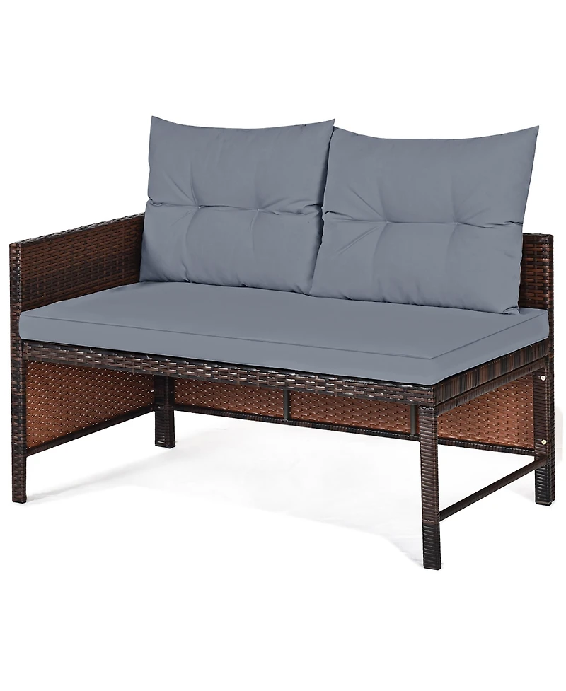 3PCS Patio Wicker Rattan Sofa Set Outdoor Sectional Conversation