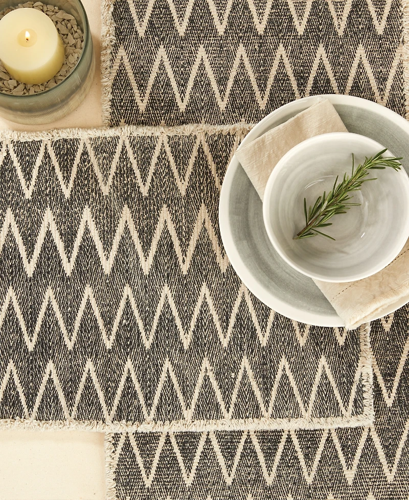 Tableau Black Zig Zag Runner, 72" x 14"
