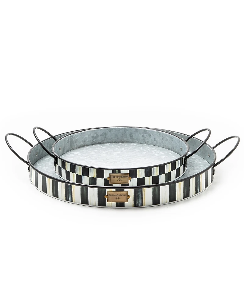 Mackenzie-Childs Spectator Galvanized Serving Trays, Set of 2