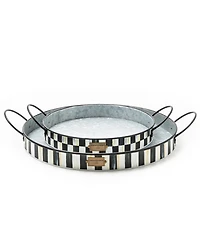 Mackenzie-Childs Spectator Galvanized Serving Trays, Set of 2