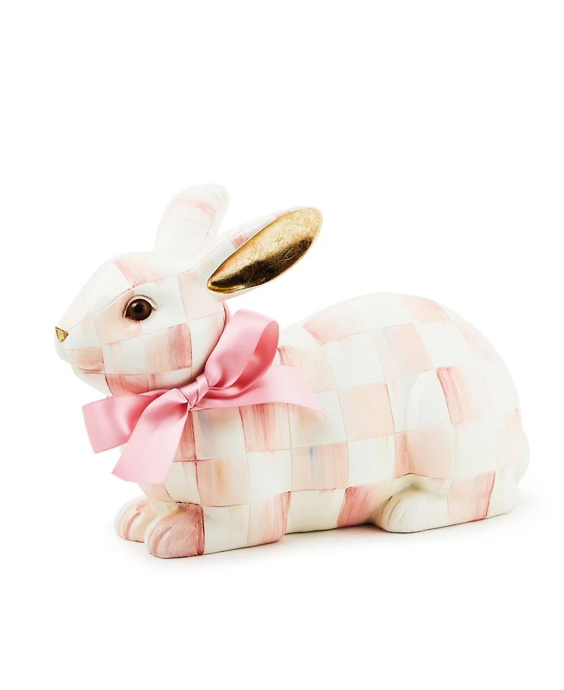 Mackenzie-Childs Rosy Check Resting Bunny Figurine