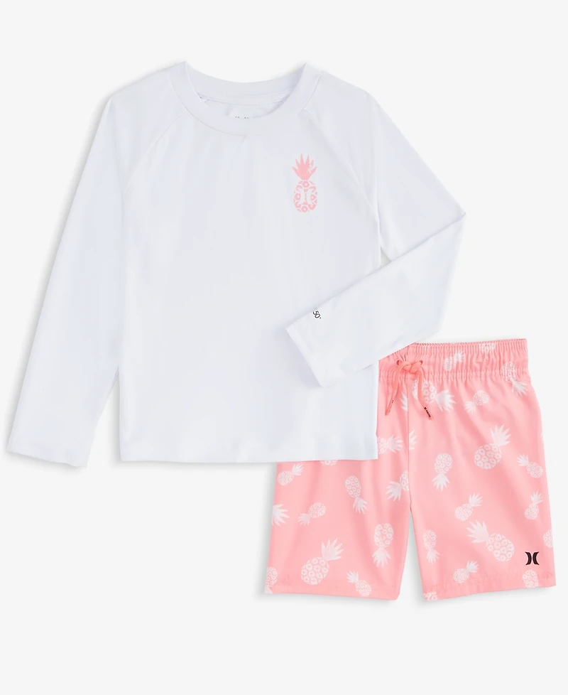 Hurley Toddler Boys Pineapple Swim Top & Printed Shorts, 2 Piece Set