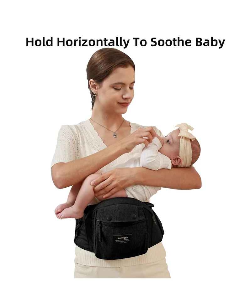 Sunveno 3 in 1 Ergonomic Baby Carrier with Hip Seat for Newborns and Toddlers 20 lbs and Up with Large Weight Capacity for All Season Use