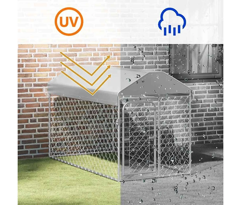 Outdoor Dog Kennel with Roof 78.7"x39.4"x49.2"
