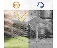 Outdoor Dog Kennel with Roof 78.7"x39.4"x49.2"
