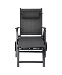 2PCS Patio Lounge Chair W/ Wheels Neck Pillow Aluminum Frame Adjustable