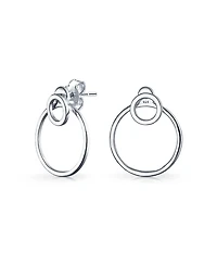 Bling Jewelry Minimalist Geometric Hoop Huggie Earrings Sterling Silver 1.75 Inch Diameter