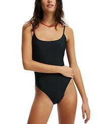 Cotton On Women's Thin Strap Low-Scoop One Piece Swimsuit