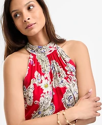 Msk Women's Paisley Floral-Print Tiered Maxi Dress