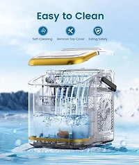 Cowsar 26.5lbs Countertop Ice Maker, 9 Cubes in 6 Mins, Self-Clean, 2 Sizes, Basket/Scoop