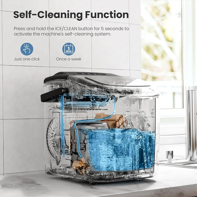 Cowsar 26.5lbs Ice Maker Portable Countertop, 9 Bullet Cubes 6 Mins, Self-Cleaning