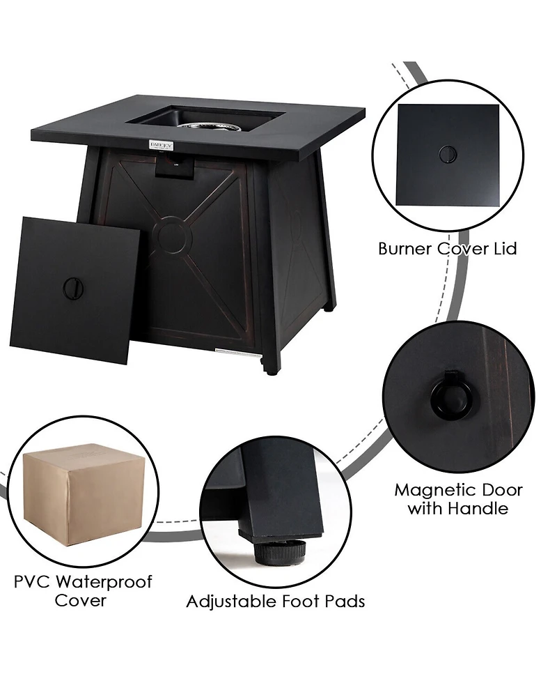 Gymax 7PCS Rattan Patio Sectional Furniture Set w/ 30'' Fire Pit Table & Cushion