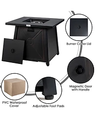 Gymax 7PCS Rattan Patio Sectional Furniture Set w/ 30'' Fire Pit Table & Cushion