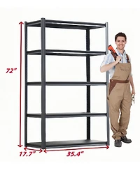 5 Tier Heavy Duty Metal Storage Shelves,Easy to Assemble,Adjustable,Storage Shelves for Basements, Garages and Kitchen