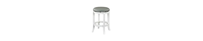 Backless Swivel Counter Stool with Faux Leather and Nailhead Trim