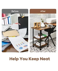 3-tier Adjustable Printer Stand with 360° Swivel Casters