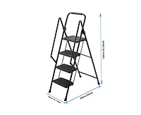 Four step ladder, lightweight folding four step stool, wide anti slip pedal and safety handle, sturdy steel ladder, multi-purpose step ladder, suitabl