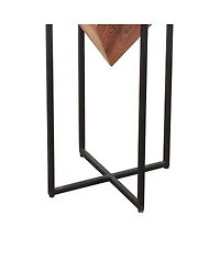 Pyramid-Shaped Side Table with Cross Base for Modern and Unique Home Decor