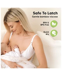 KeaBabies 14pk Organic Nursing Pads, Washable Breast Pads + Wash Bag, Reusable Nipple Pads