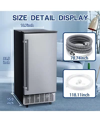 Cowsar,80Lbs Commercial Ice Maker, Stainless Steel, Undercounter/Freestanding, Clear Cube