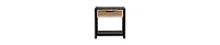 Mango Wood Side Table – Rattan Drawer & Open Shelf Storage