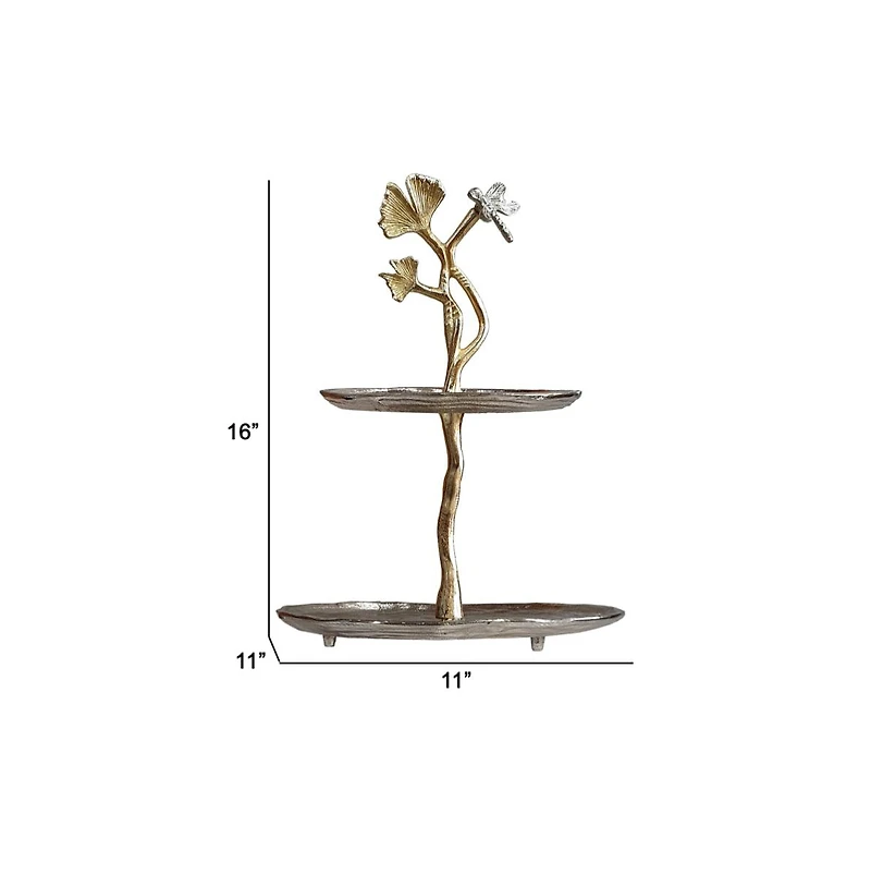 Elegant 2-Tier Cherry Blossom Accent Table for a Stylish and Floral Touch to Your Home Decor