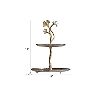 Elegant 2-Tier Cherry Blossom Accent Table for a Stylish and Floral Touch to Your Home Decor