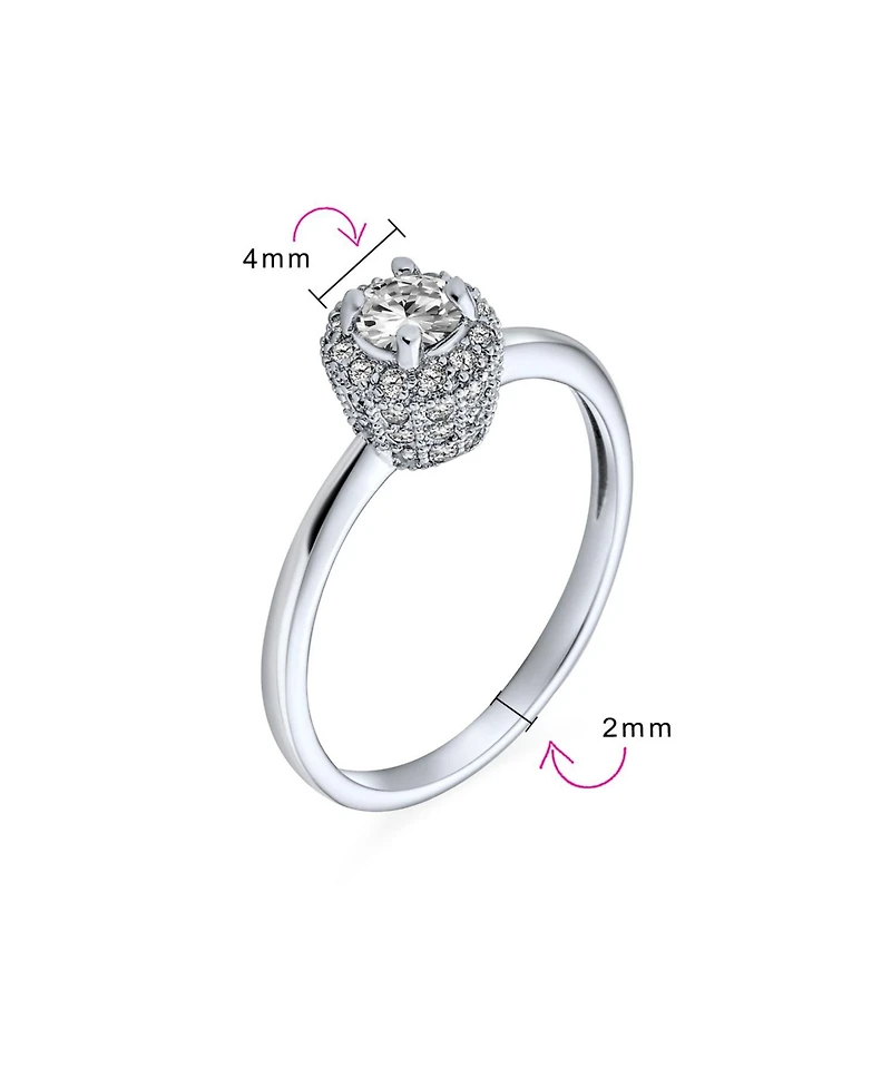 Bling Jewelry Classic Carney Yellow Emerald Green Cz Halo Round Solitaire Promise Ring .925 Sterling Silver 14K Gold Plated Cubic Zirconia Pave Side S