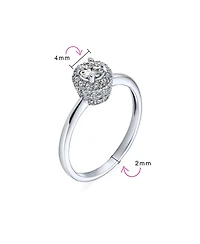 Bling Jewelry Classic Carney Yellow Emerald Green Cz Halo Round Solitaire Promise Ring .925 Sterling Silver 14K Gold Plated Cubic Zirconia Pave Side S