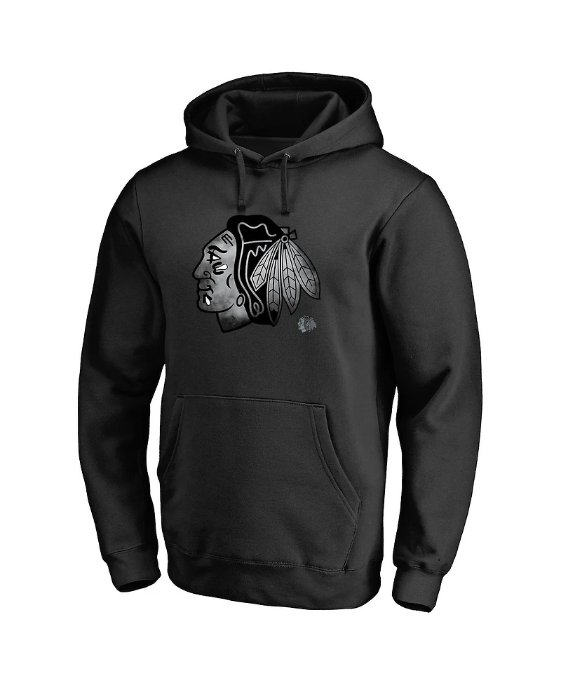 Fanatics Mto Label Men's Black Chicago Blackhawks Core Smoke Pullover Hoodie
