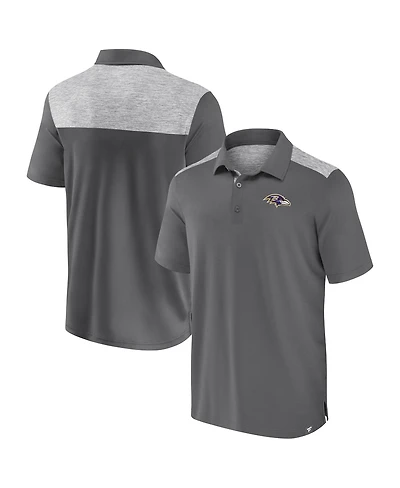 Fanatics Men's Gray Baltimore Ravens Long Shot Polo Shirt