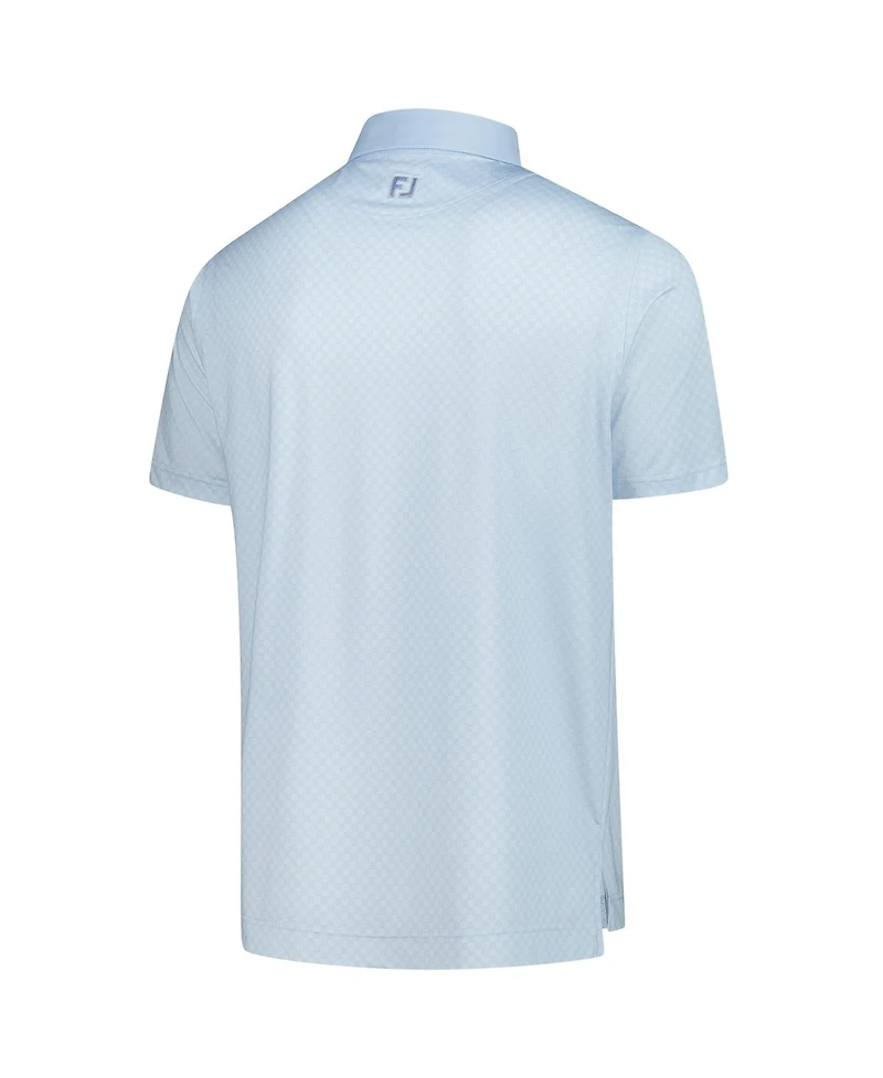 FootJoy Men's Light Blue The Players Prodry Checker Print Lisle Polo Shirt