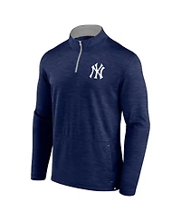 Fanatics Men's Heather Navy New York Yankees Fundamentals Quarter-Zip Pullover