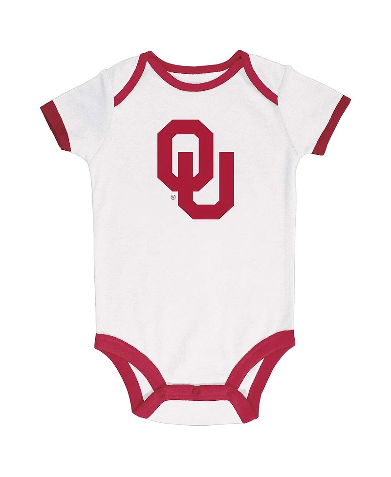 Champion Baby Boys and Girls Crimson/Gray/White Oklahoma Sooners Bodysuit, Set of 3