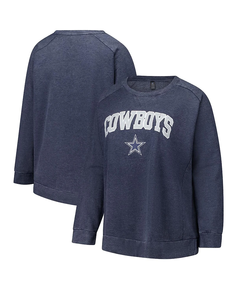 Fanatics Women's Navy Dallas Cowboys Acid Wash Raglan Pullover Sweatshirt