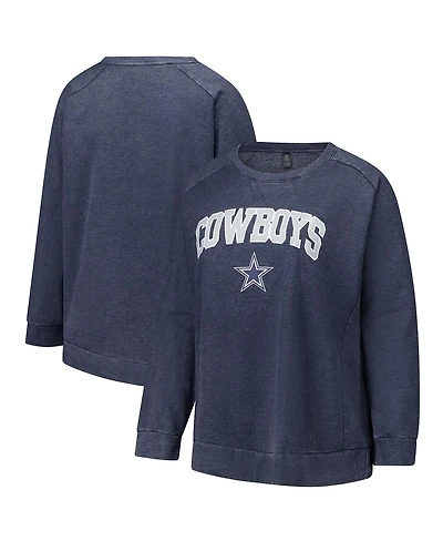 Fanatics Women's Navy Dallas Cowboys Acid Wash Raglan Pullover Sweatshirt