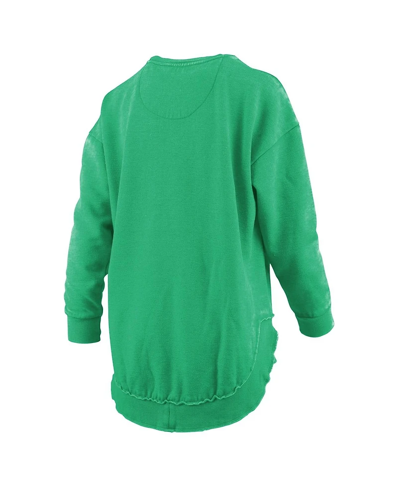 Pressbox Women's Green Notre Dame Fighting Irish Melange Poncho Vintage Fleece Long Sleeve Pullover Sweatshirt