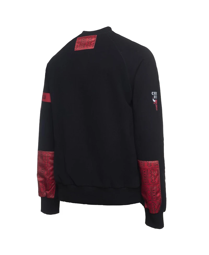 Two Hype X Nba Men's Black Chicago Bulls Culture Hoops Collection Premium Pullover Sweatshirt