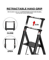 Light Folding 4-Step Ladder Multi-purpose Step Stool with Wide Anti-Slip Pedal and Safety Handle