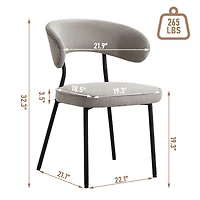 Dyhome Dining Chairs with Curved Backrest, Modern Fabric Upholstered Boucle Kitchen Room Set of 2