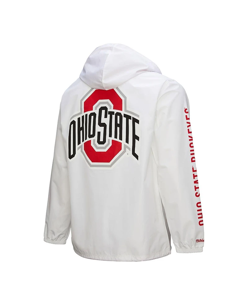 Mitchell & Ness Men's White Ohio State Buckeyes Coaches Full-Snap Hoodie Jacket